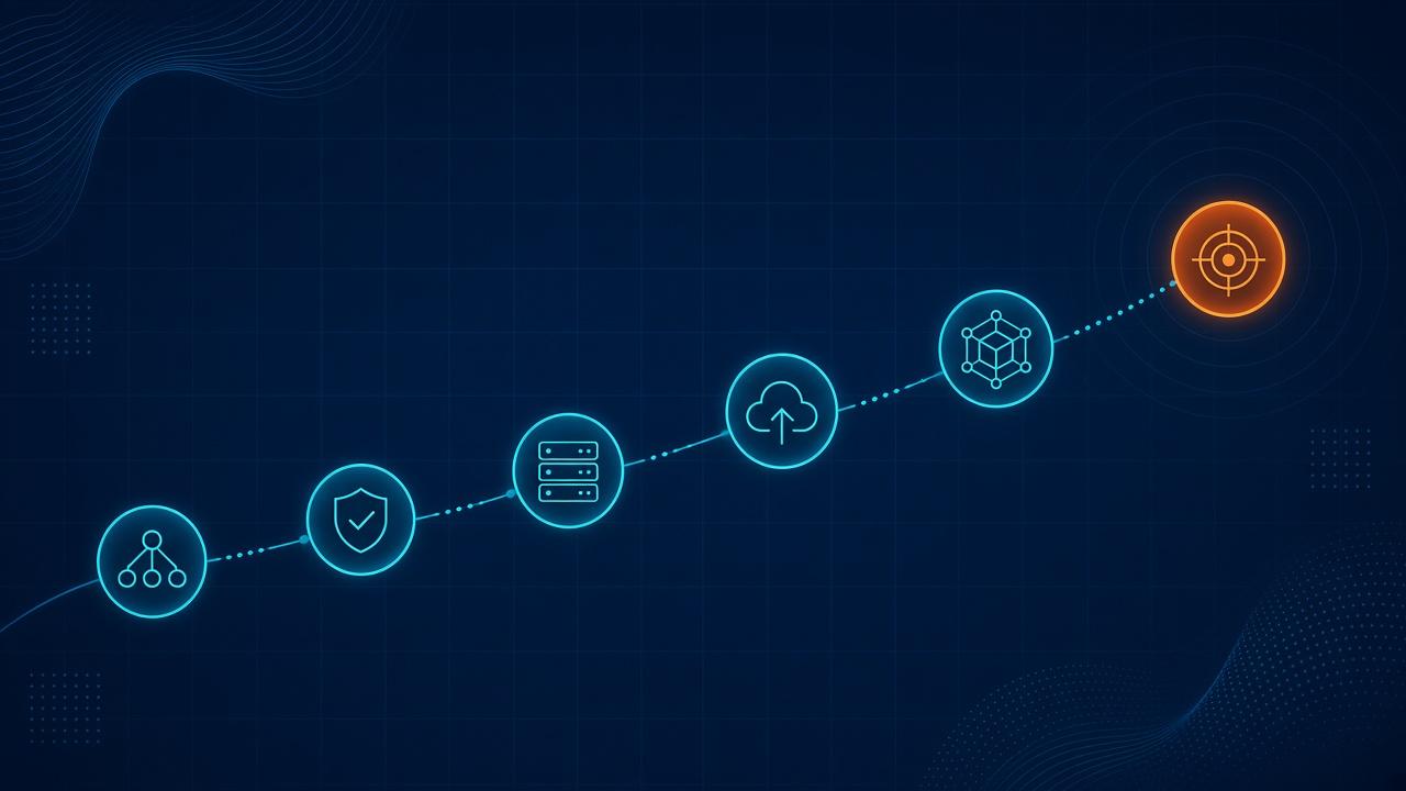 Branded cover graphic for IT roadmap planning with milestone path