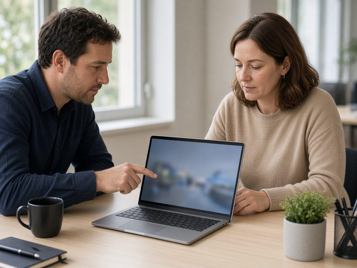 Professional working with cloud productivity apps on a laptop